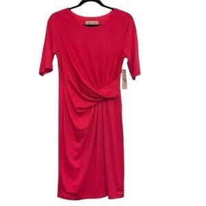 NWT Philosophy Rose Tropica Ruched Twist Front Midi Dress